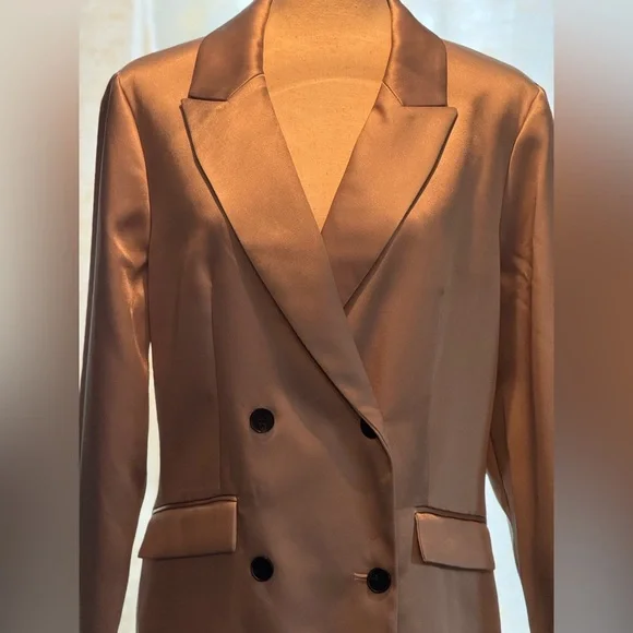 H&M Champagne Double Breasted Satin Dress/Blazer - Picture 9 of 11